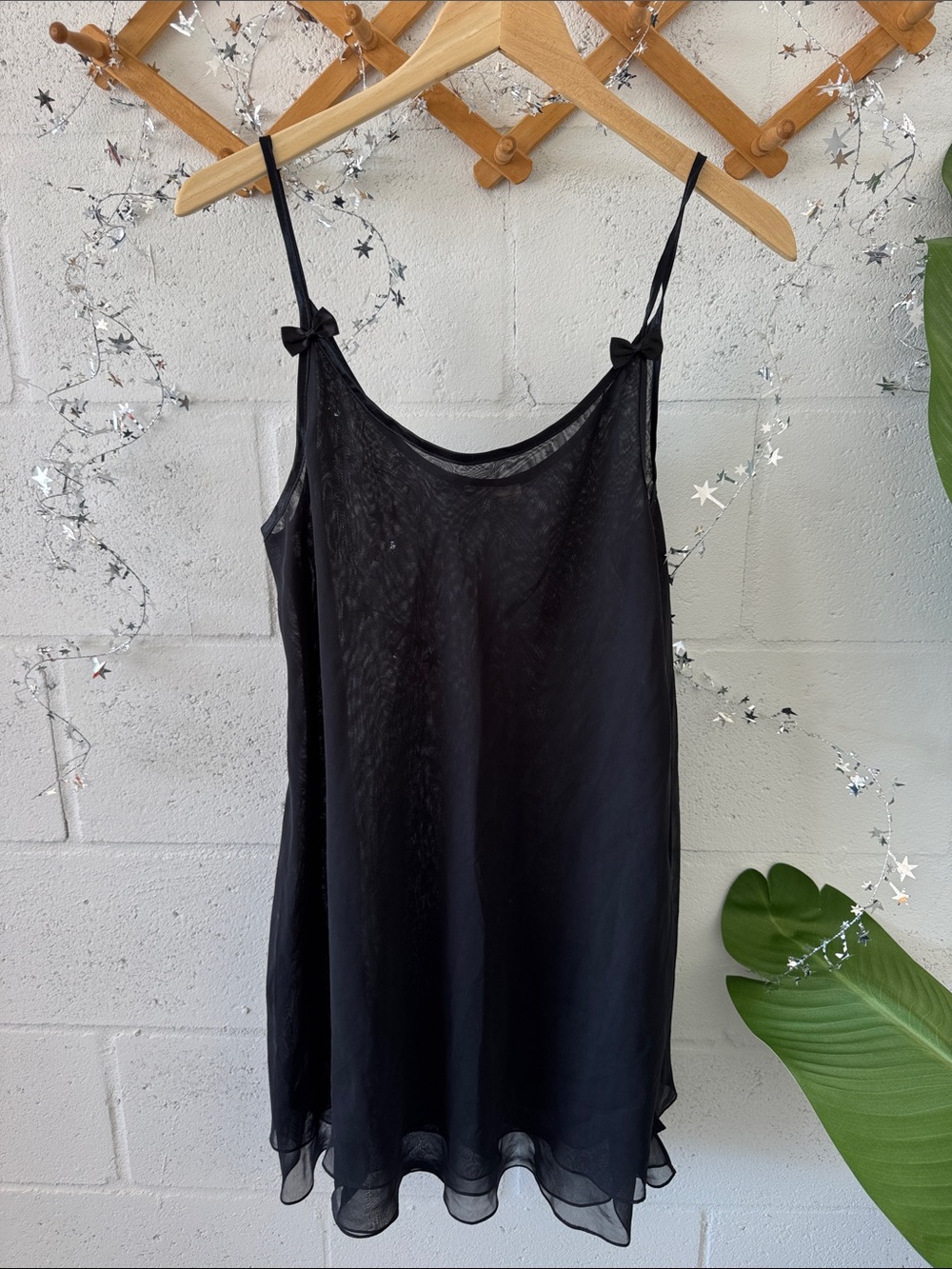 Vintage Black Sheer Slip Dress